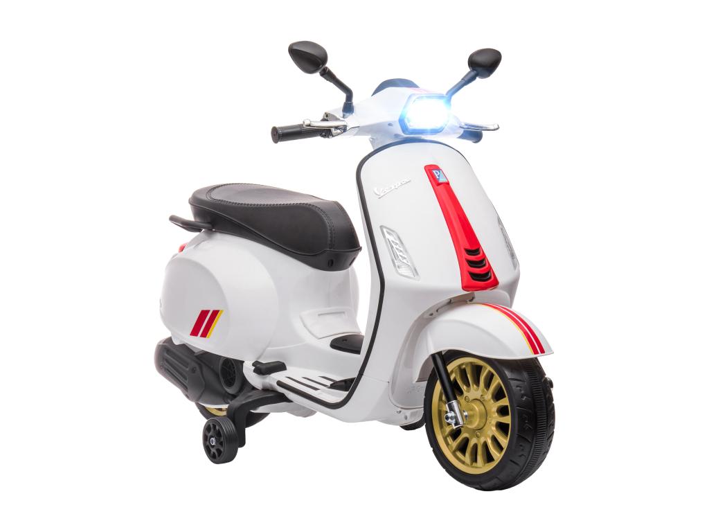 Scooter électrique enfant Meublori 6V - musiques feu AV entrée USB radio FM - 2 roues support aux- - blanc