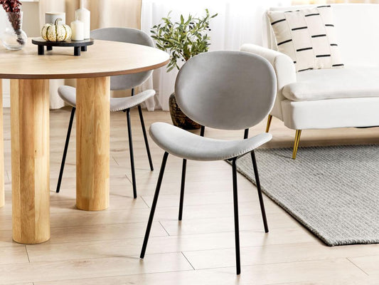 Lot de 2 chaises de salle à manger Meublori Velours Gris clair