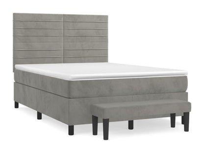 Lit à sommier tapissier et matelas Gris clair 140x190cm Velours YKKV79685