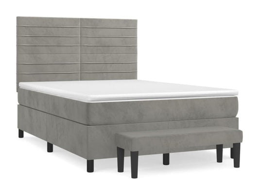 Lit à sommier tapissier et matelas Gris clair 140x190cm Velours YKKV79685