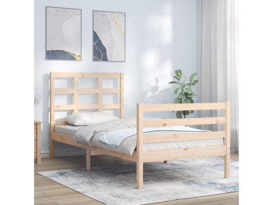 Cadre de lit avec tête de lit petit simple bois massif