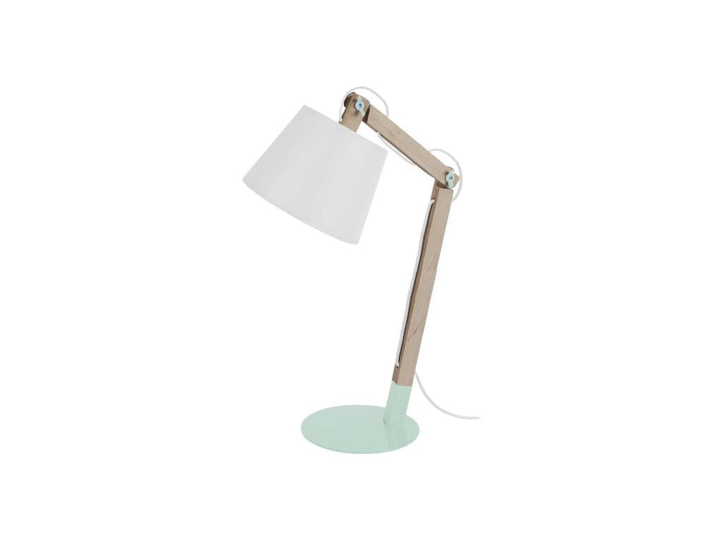 Lampe de bureau articulé bois vert naturel 68 cm.
