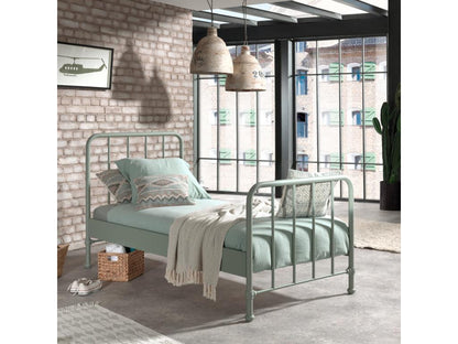 Lit enfant à barreaux en métal 90x200 cm vert - LT2059