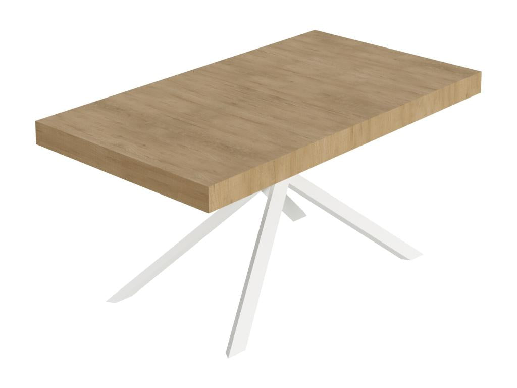 Table extensible 90x160/420 cm Niket Chêne Nature pieds blancs