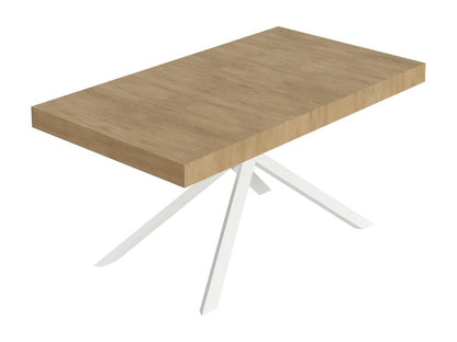 Table extensible 90x160/420 cm Niket Chêne Nature pieds blancs