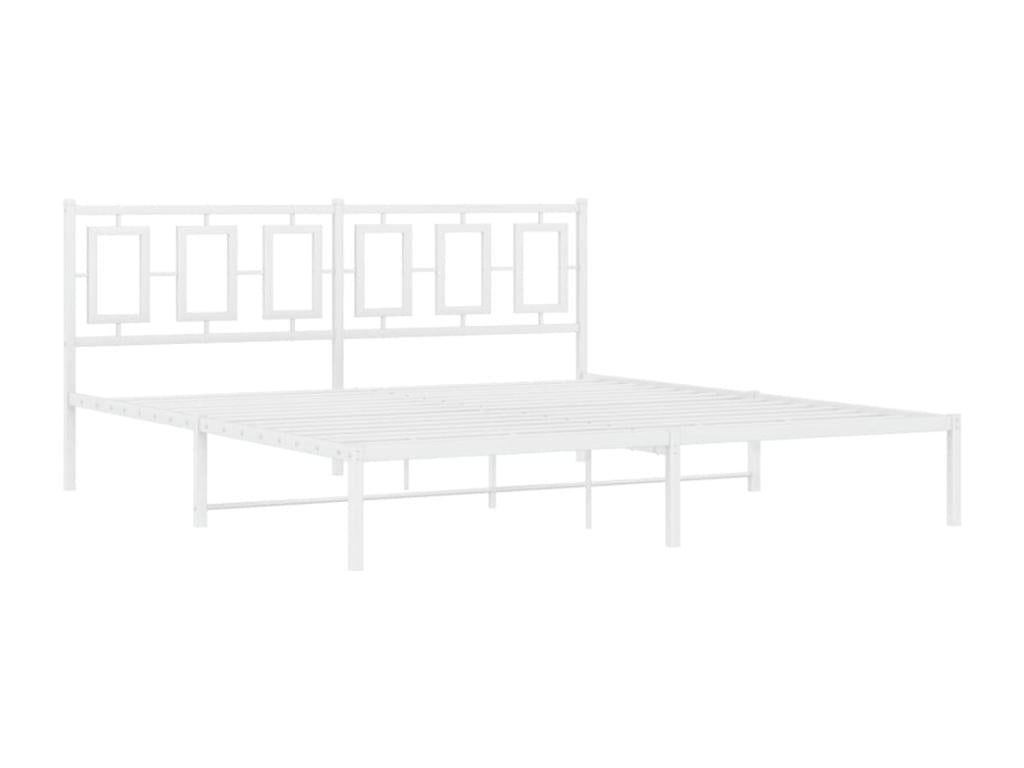 Cadre de lit métal avec tête de lit blanc 183x213 cm