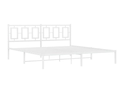 Cadre de lit métal avec tête de lit blanc 183x213 cm