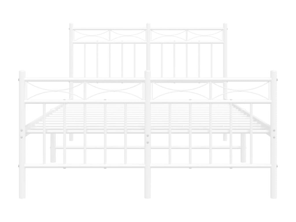 Cadre de lit métal sans matelas et pied de lit blanc 120x190 cm