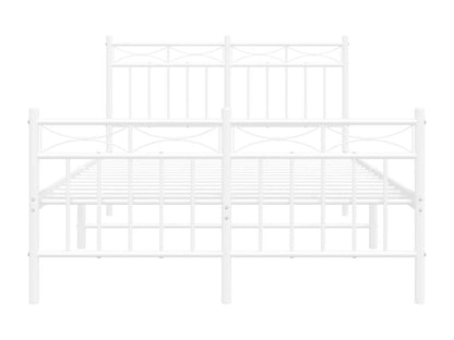 Cadre de lit métal sans matelas et pied de lit blanc 120x190 cm
