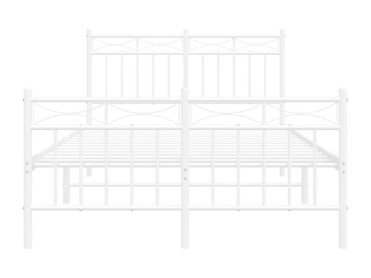 Cadre de lit métal sans matelas et pied de lit blanc 120x190 cm