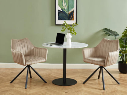 Lot de 2 chaises avec accoudoirs en velours et métal - Beige - Meublori