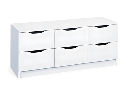 Commode 6 Tiroirs Meublori 122cm Blanc
