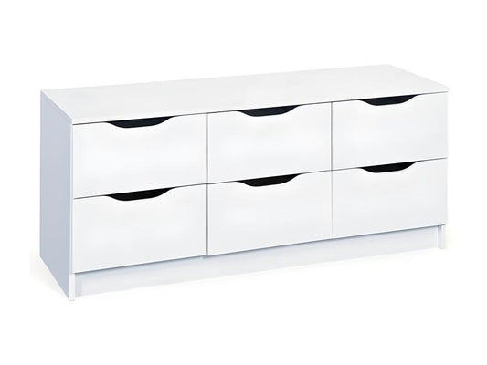 Commode 6 Tiroirs Meublori 122cm Blanc