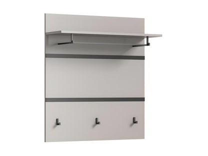 Meublori penderie murale 1 tablette 1 barre de suspension 3 crochets pour vêtements gris noir.