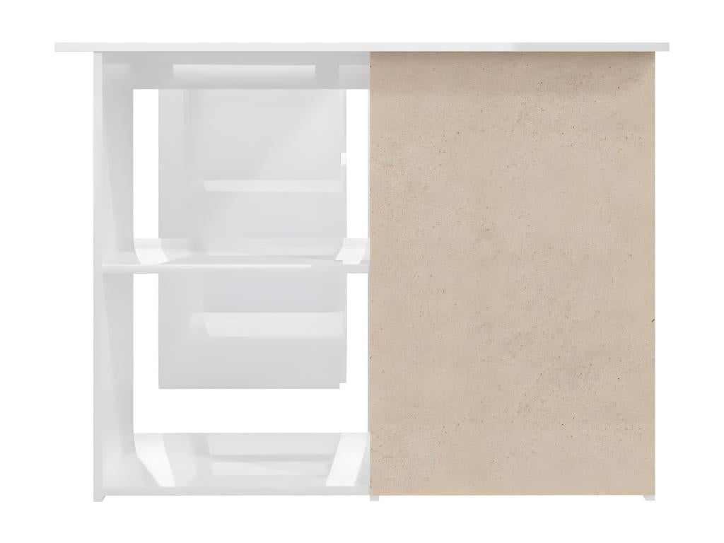 Bureau d'angle Blanc brillant 145x100x76 cm Aggloméré