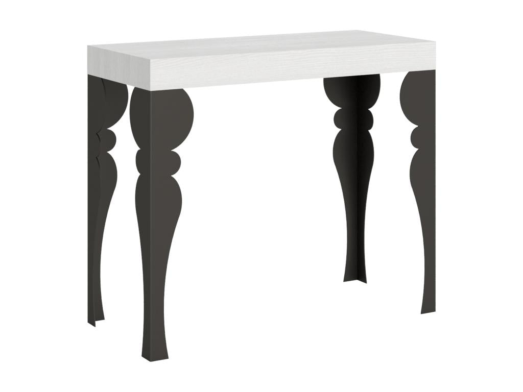 Console extensible 90x40/300 cm Paxon Premium Frêne Blanc cadre Anthracite