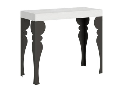 Console extensible 90x40/300 cm Paxon Premium Frêne Blanc cadre Anthracite