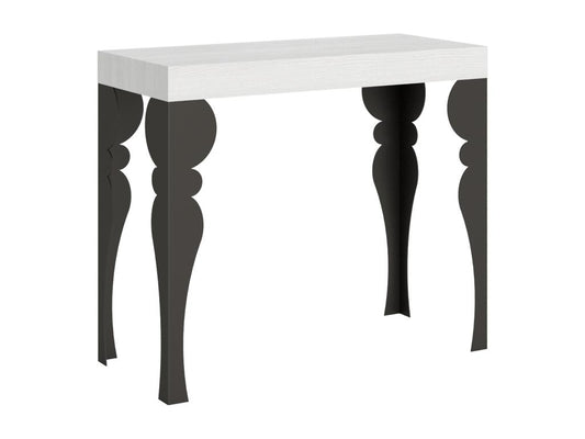 Console extensible 90x40/300 cm Paxon Premium Frêne Blanc cadre Anthracite