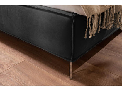 Lit - Noir tissu tissé - Meublori