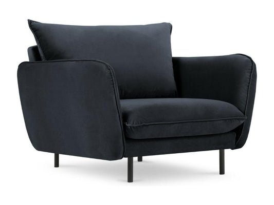 Meublori - Fauteuil Meublori en velours bleu foncé - 97x94x95cm