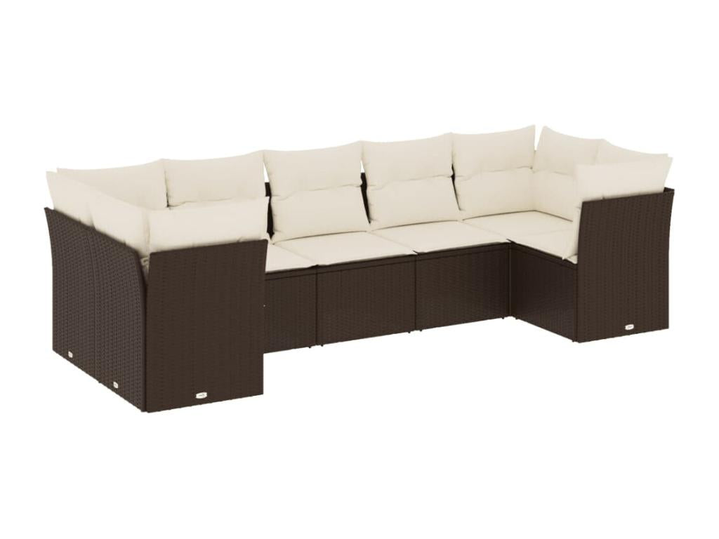 Salon de jardin avec coussins 7 pcs marron résine tressée XHCO67075