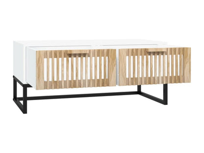 Table basse blanc 80x40x35 cm Bois d'ingénierie et fer