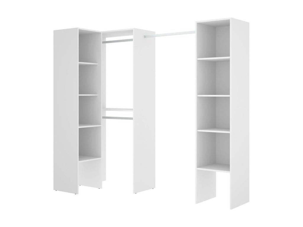 Armoire Meublori Structure pour dressing d'angle Cintre d'angle ouvert 226x79h186 cm Blanc