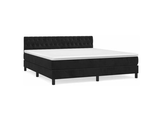 Sommier à Meublori de lit avec matelas Noir 180x200 Velours