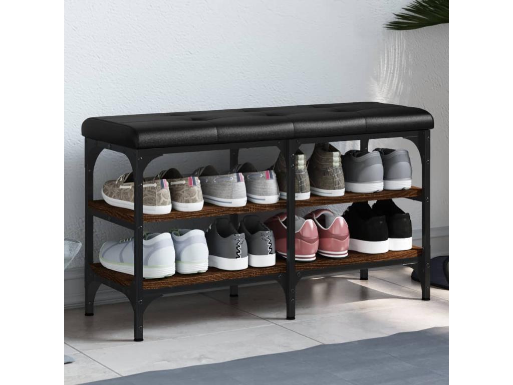Banc à chaussures chêne marron 82x32x47 Bois d'ingénierie