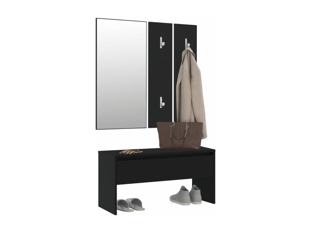 Ensemble de meubles de couloir noir bois d'ingénierie