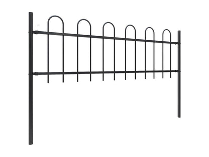 Clôture de jardin avec dessus en cerceau Acier 8.5x0.6 m Noir