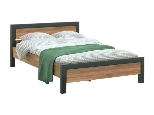 Lit 2 personnes en bois de chêne et métal 160 cm Meublori 2