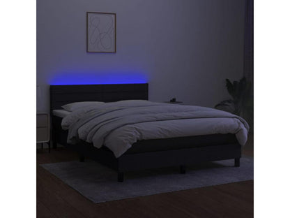 Sommier tapissier avec matelas et LED Noir 140x200 cm Tissu