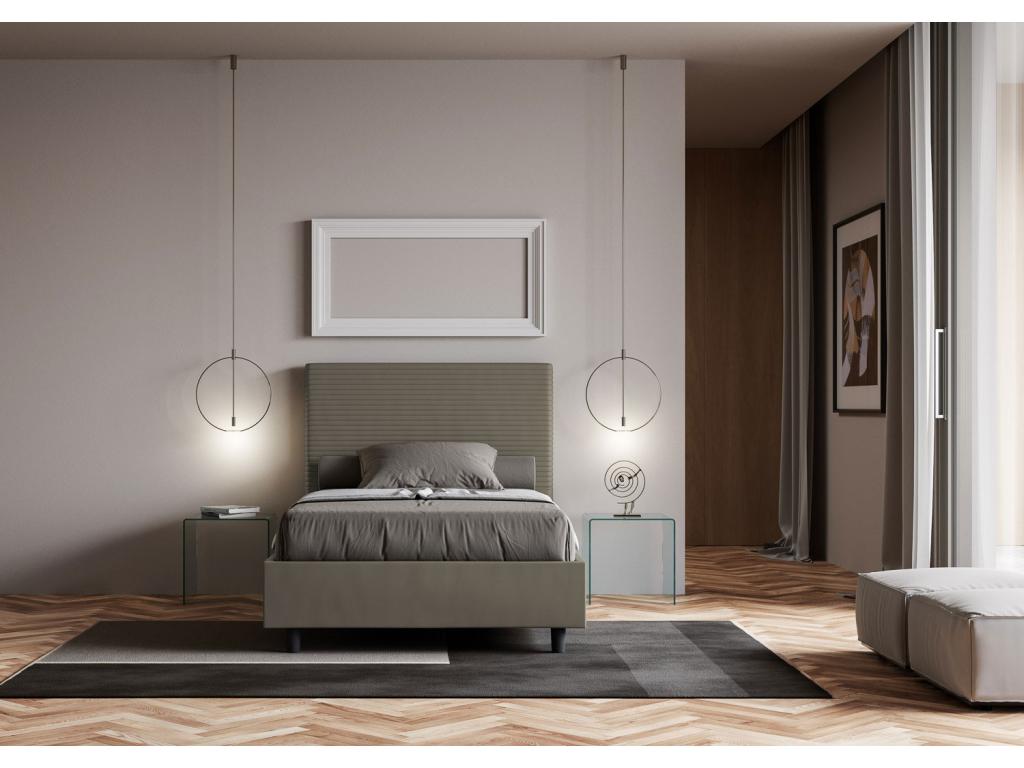 Lit 1 place et demi sans sommier rembourré 120x190 similicuir cappuccino Meublori