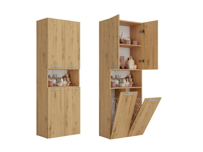 Laviecasa - Armoire de salle de bain avec 2 paniers à ligne - Rangement sdb - 174x60x30 - Meuble colonne FNCH00564