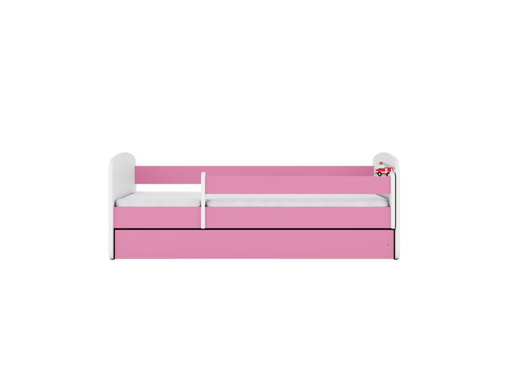 Lit Meublori rose pompiers sans tiroir avec matelas 140/70