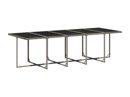 Ensemble à manger de jardin 15 pièces coussins gris résine tressée