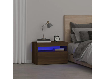 Table de chevet avec Meublorières LED Chêne marron 60x35x40 cm