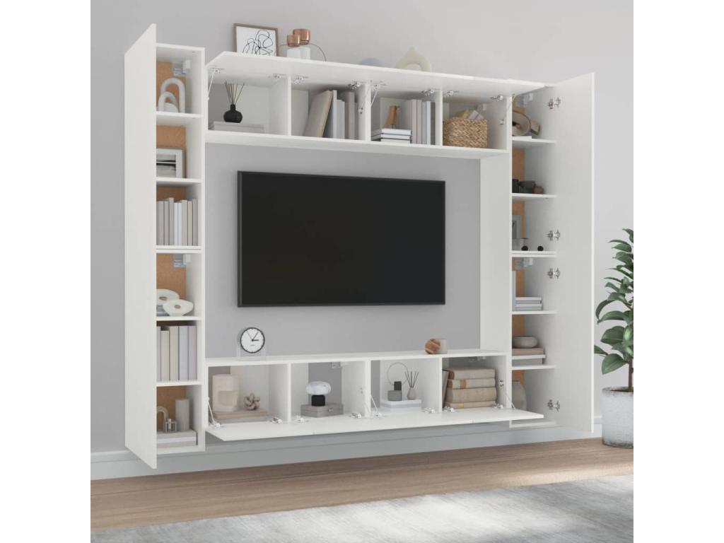 Ensemble de meubles TV 8 pièces Blanc Bois d'ingénierie