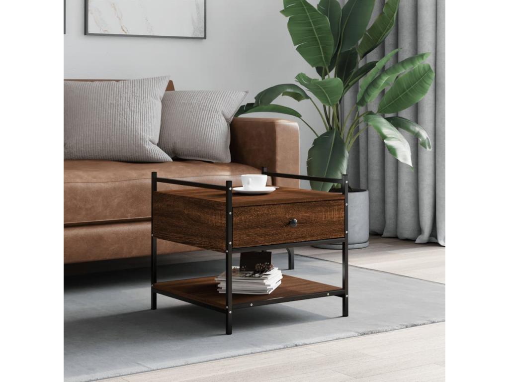 Table basse chêne marron 50x50x50 bois d'ingénierie