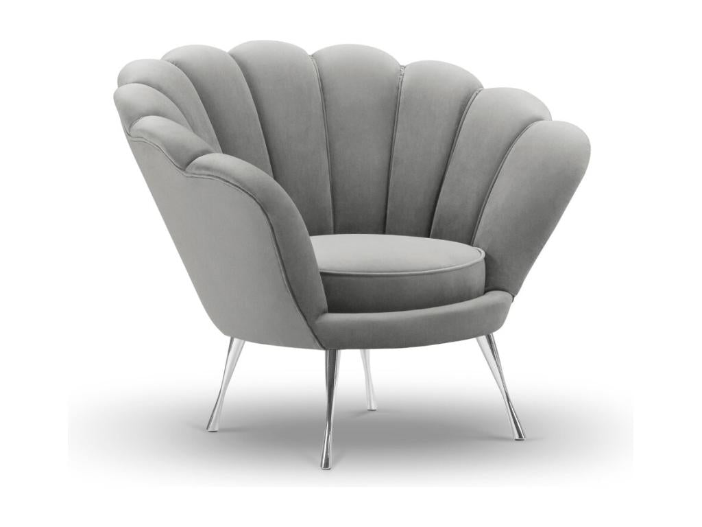Meublori - Fauteuil Meublori en velours gris foncé - 98x78x76cm