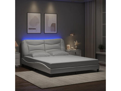 Cadre de lit avec LED sans matelas blanc 160x200 cm