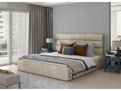 Lit design tissu beige clair Meublori - 4 tailles-140x200