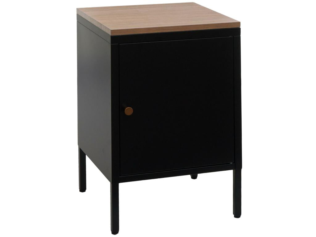 Table de chevet Meublori-L84 - armoire de chevet Commode Table d'appoint - métal 63x40x40cm - mélaminé - noir