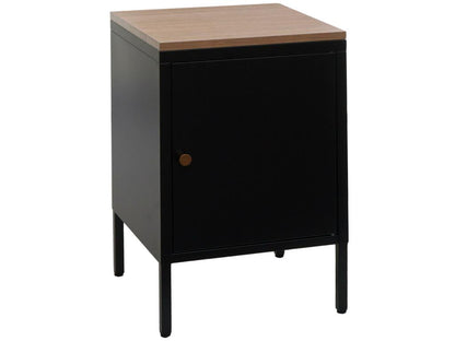 Table de chevet Meublori-L84 - armoire de chevet Commode Table d'appoint - métal 63x40x40cm - mélaminé - noir