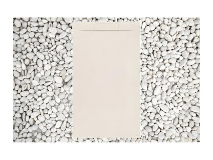 Receveur de douche 80x140 cm Beige Meublori PLUS en résine et poudre de marbre avec grille latérale en résine de marbre