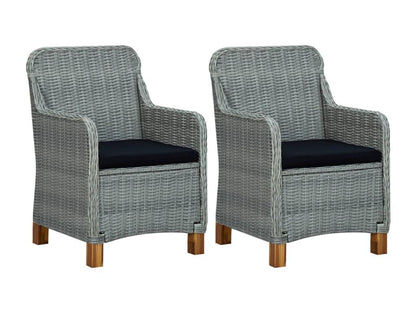 Salon de jardin 3 pièces avec coussins Résine tressée Gris clair