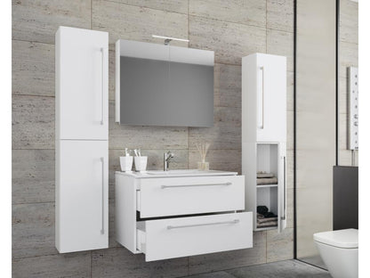 Meublori 5-piece bathroom vanity unit with sink and drawers, white - 80