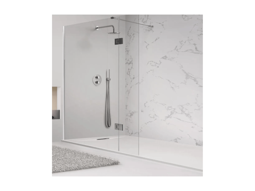 Receveur de douche 80x140 cm Beige Meublori PLUS en résine et poudre de marbre avec grille latérale en résine de marbre
