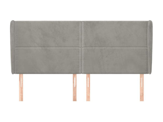 Tête de lit avec oreilles Gris clair 183x23x118/128 cm Velours